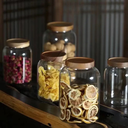 Tarro de Cristal con Tapa de Madera